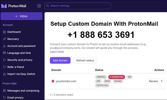 Setup Custom Domain With ProtonMail